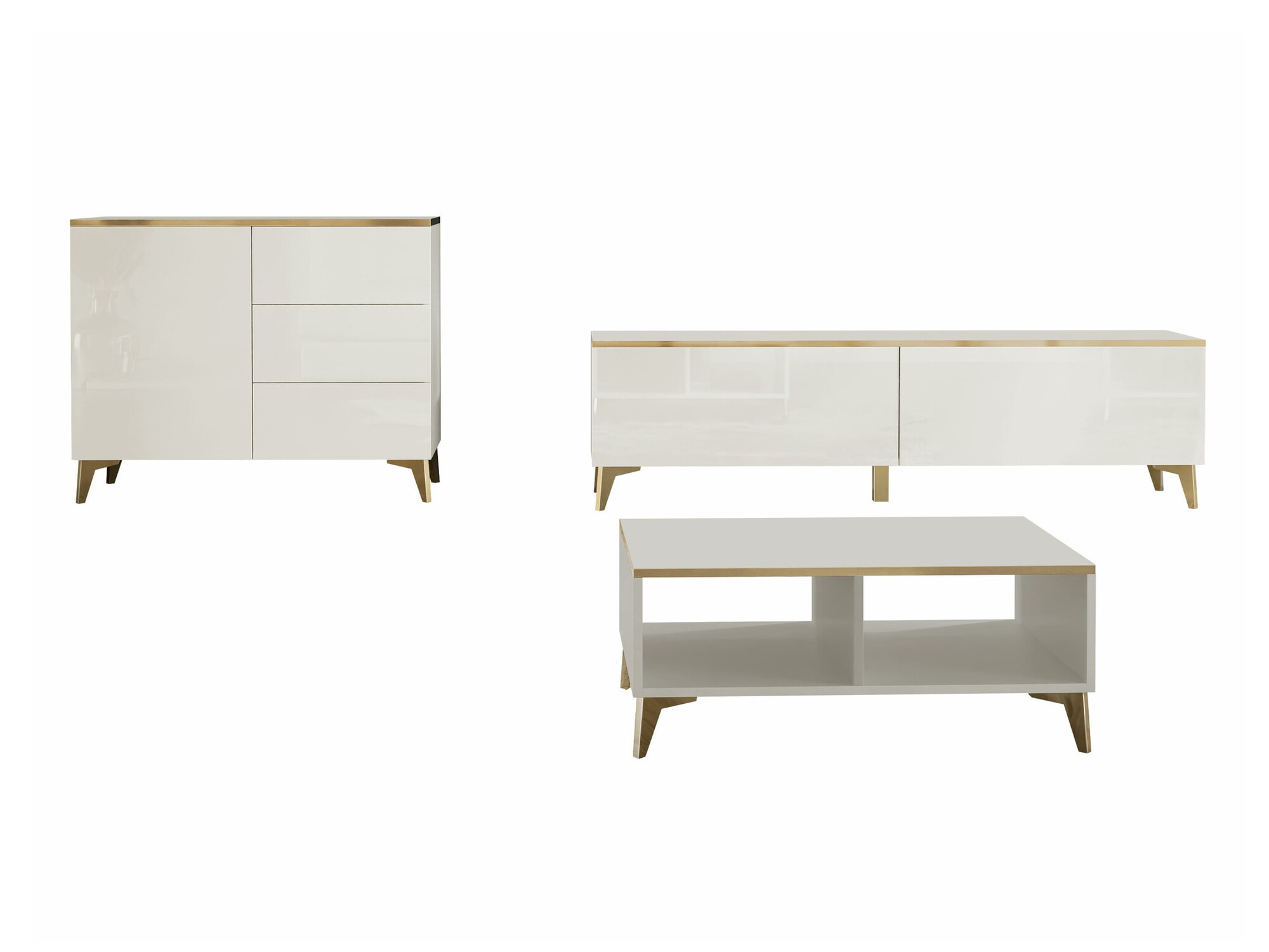 Woonkamerset Comfivo Virfera 107 (Beige + Glans beige)
