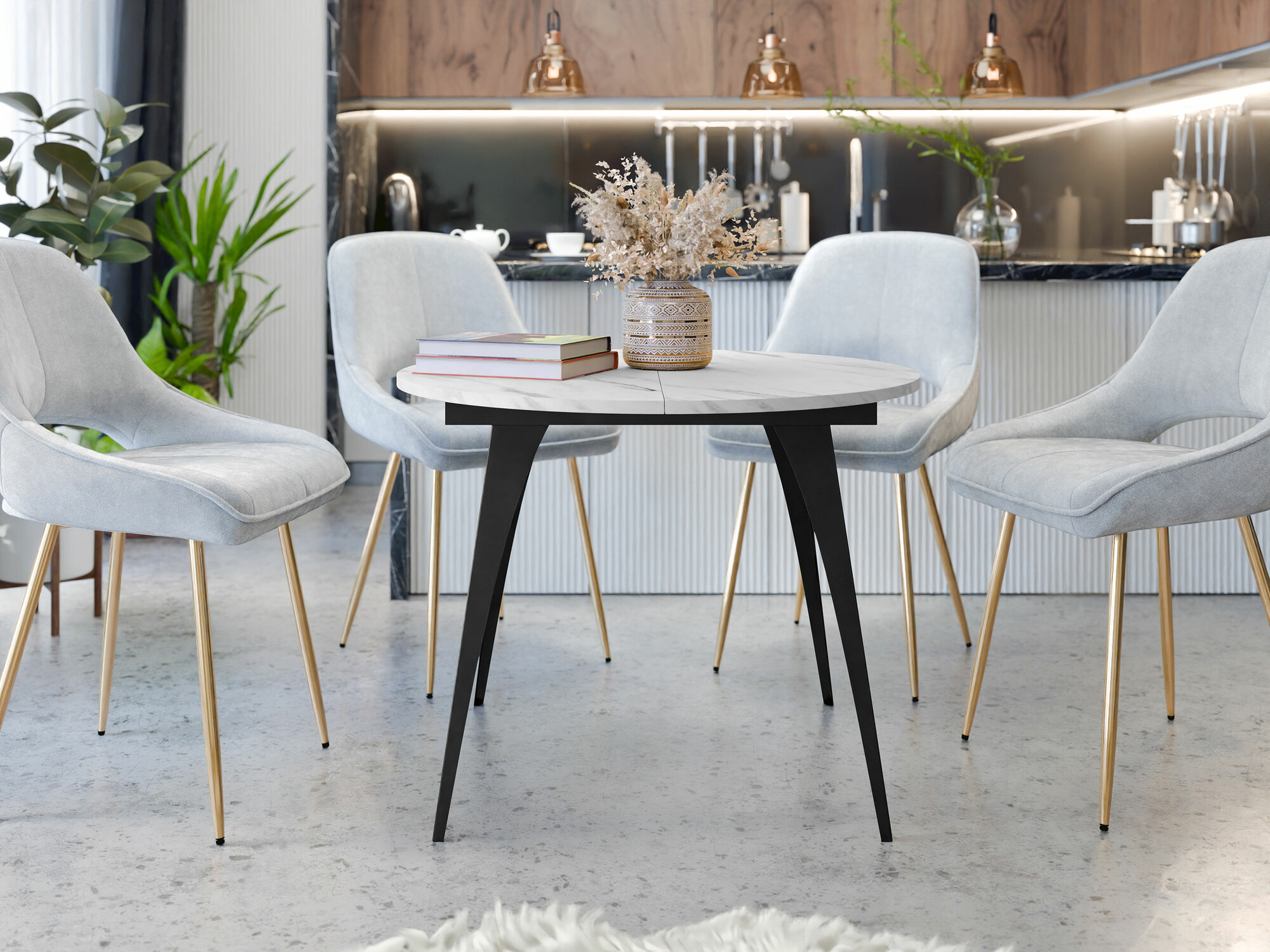 Tafel Oswego 132 (Wit marmer)