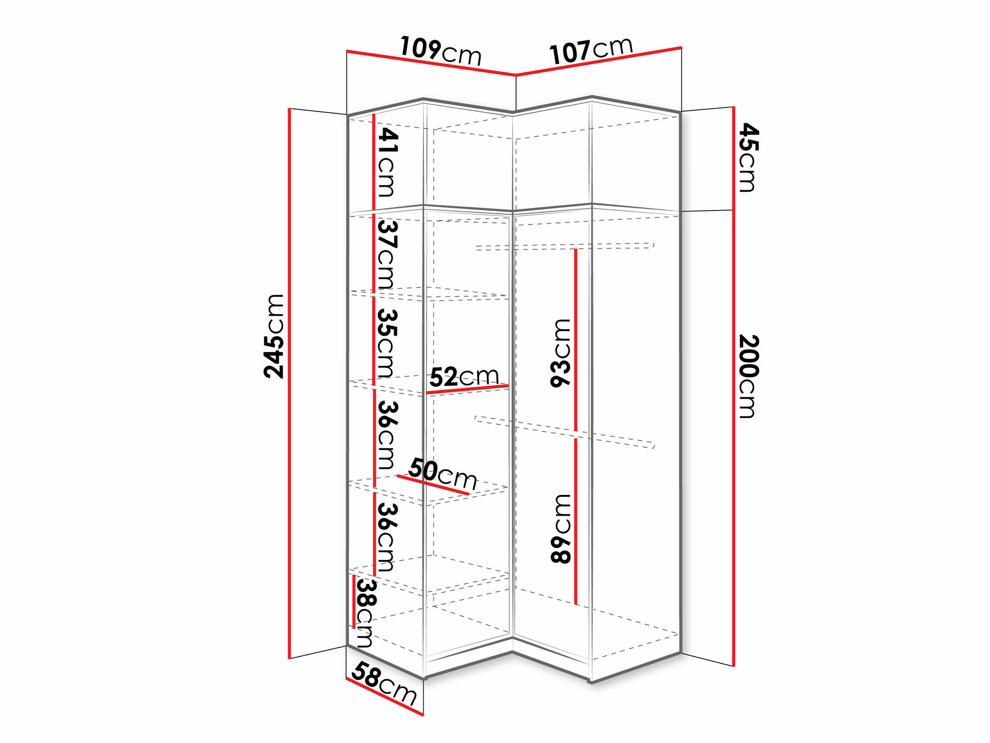 Hoekkledingkast Honolulu 244