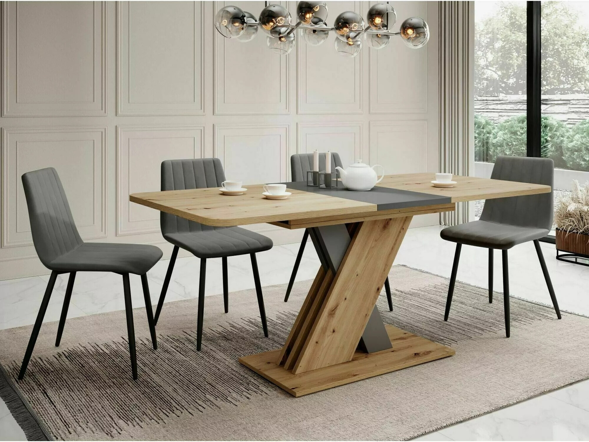 Tafel Detroit 568 (Artisan eiken + Antraciet)