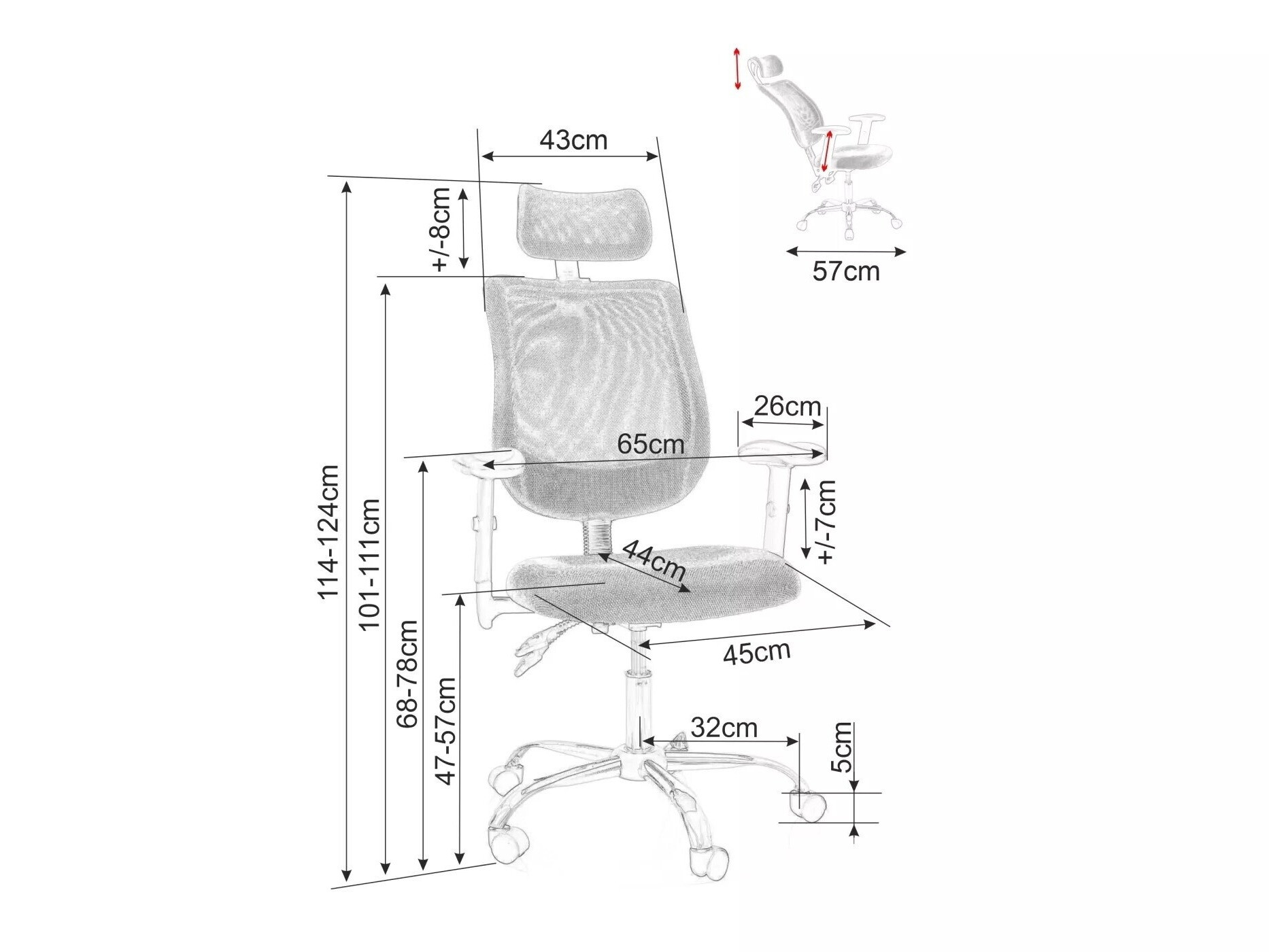 Bureaustoel Detroit 581 (Zwart)