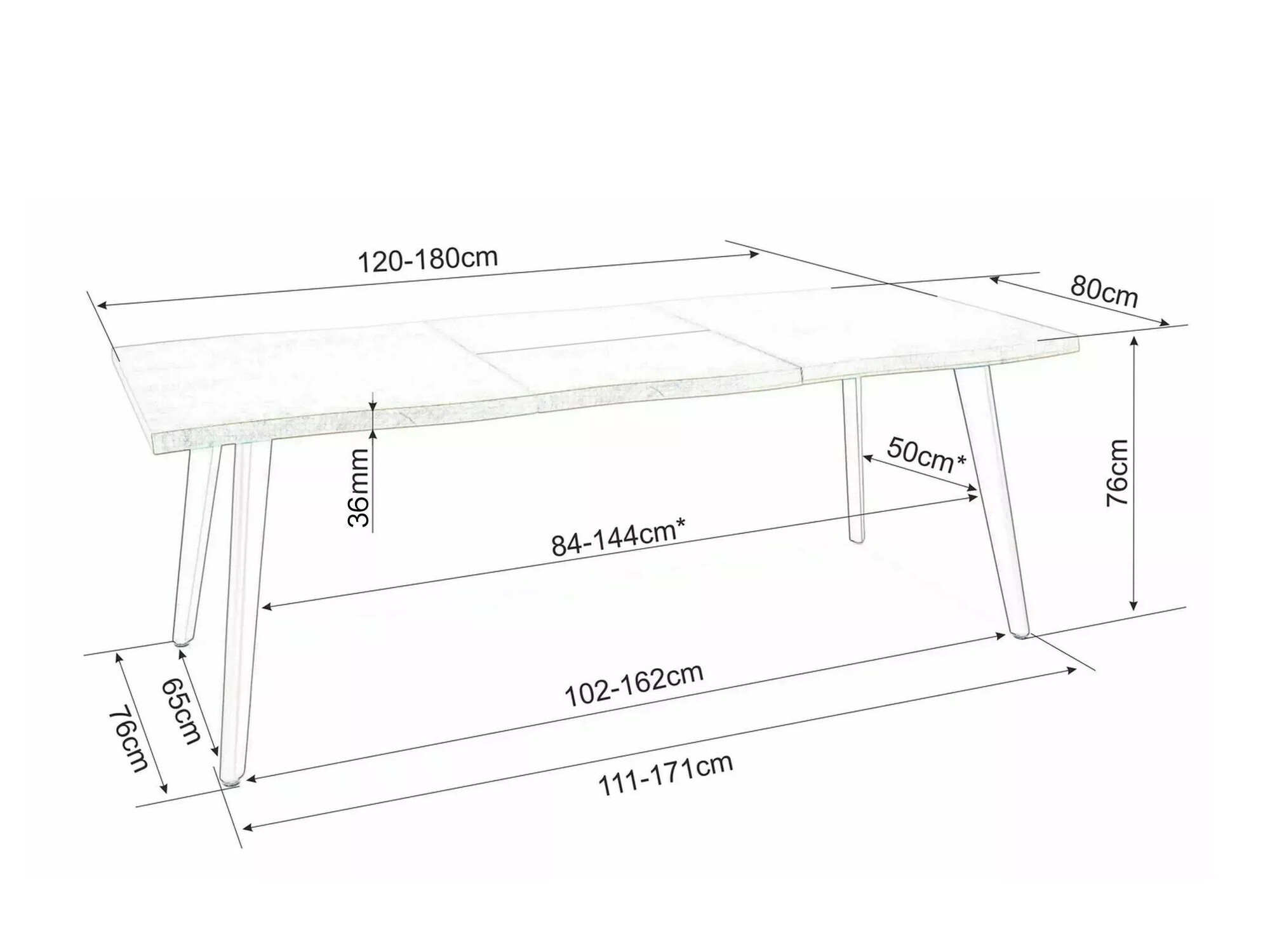 Tafel Detroit 583 (Artisan eiken)