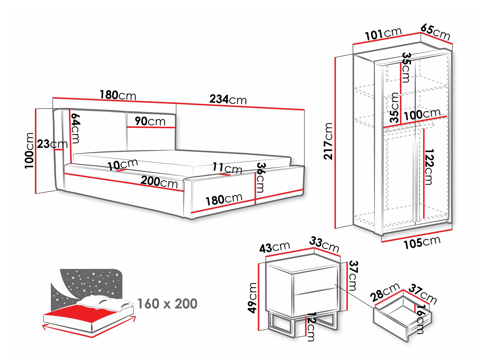 Slaapkamer set Calcalo 111 (Groen)
