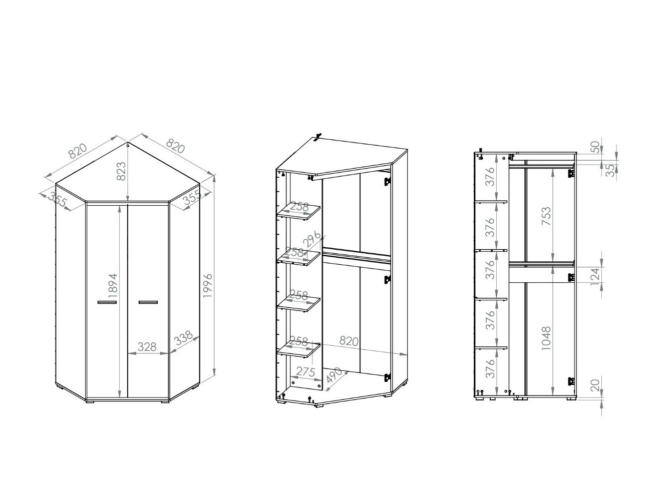 Hoekkledingkast Calvere 102
