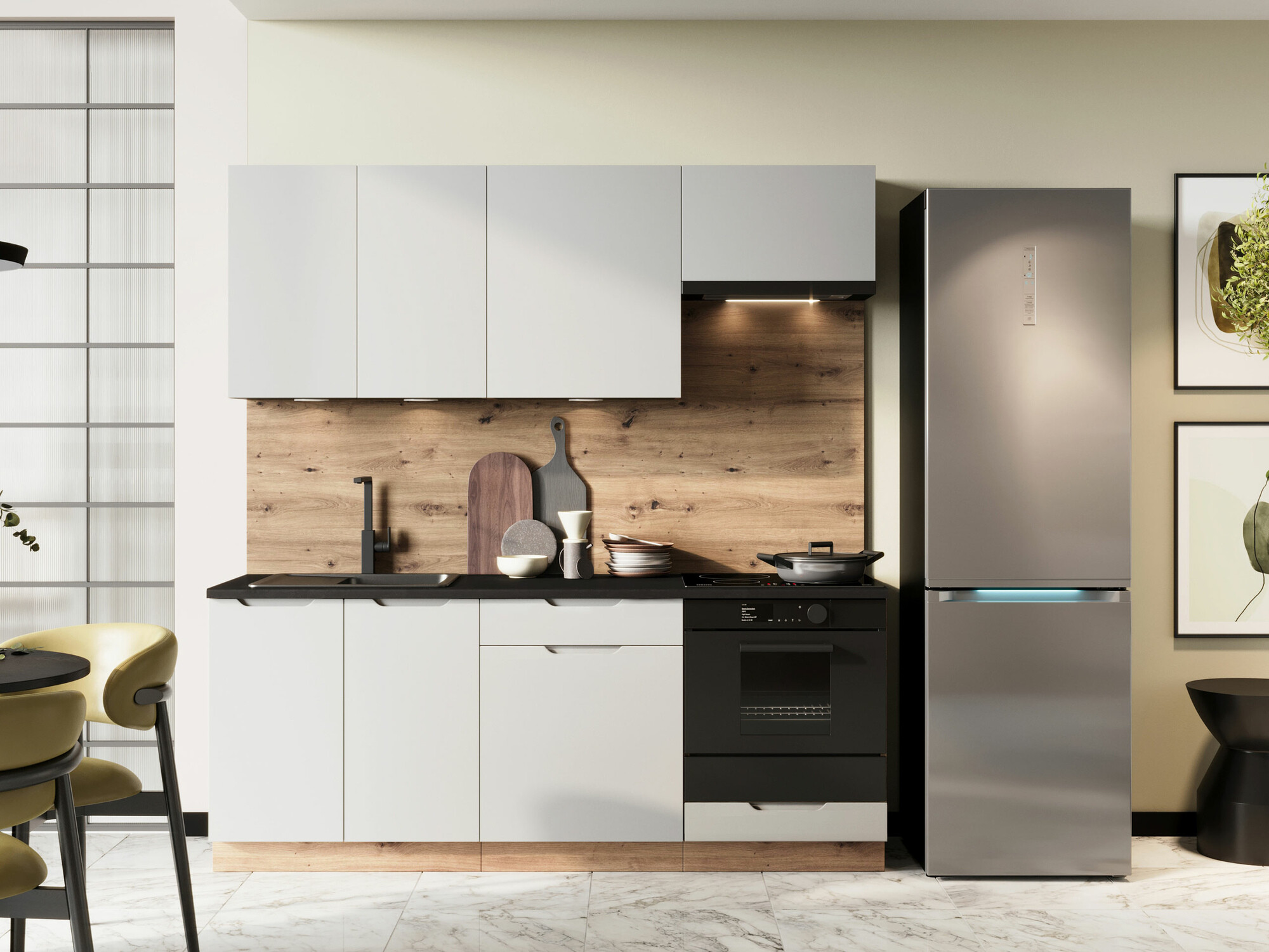 Keukenset Trenton 180 (Lichtgrijs + Artisan eiken)