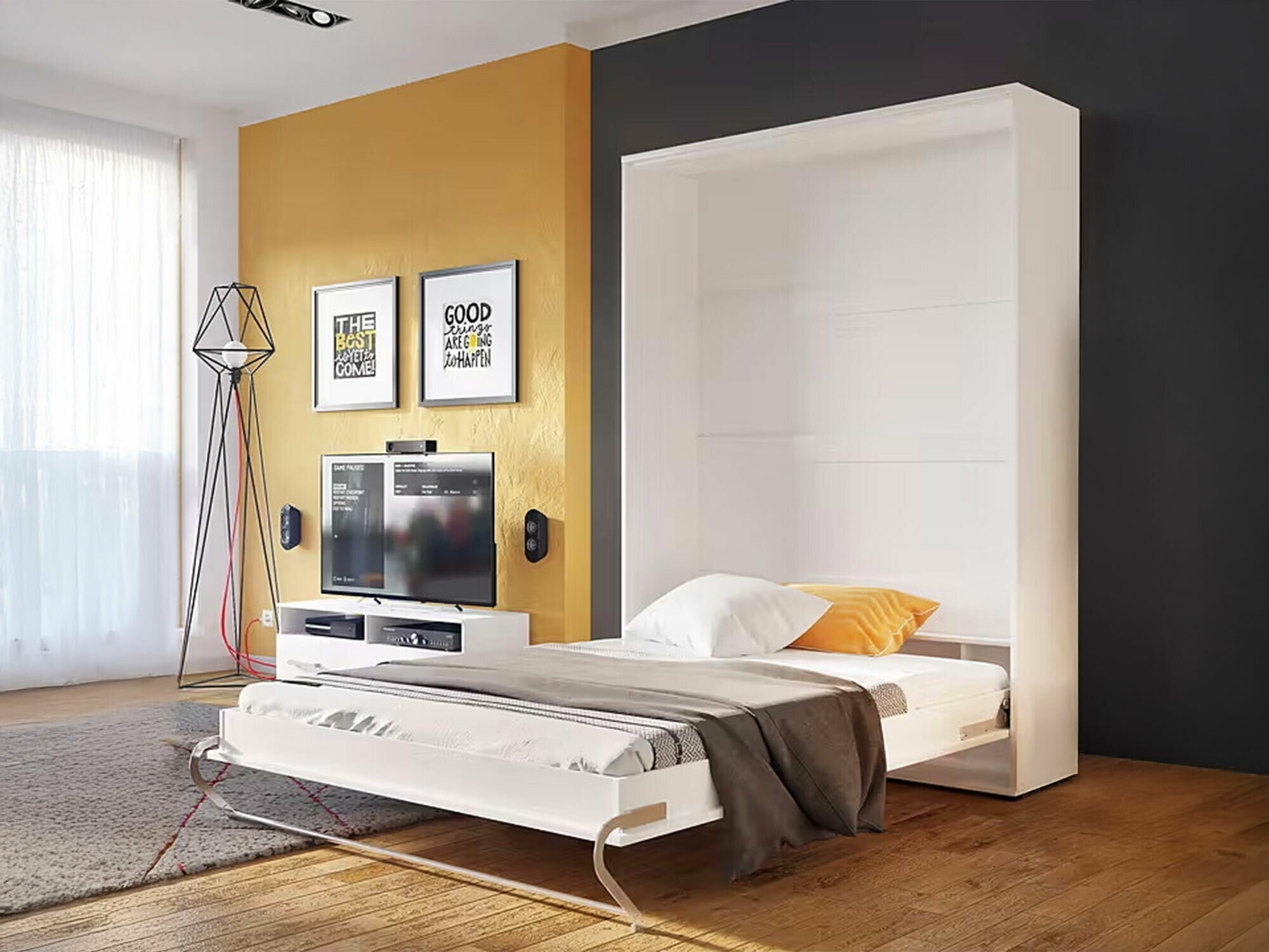 Muurbed Concept Pro Lenart III (Wit + Glanzend wit)