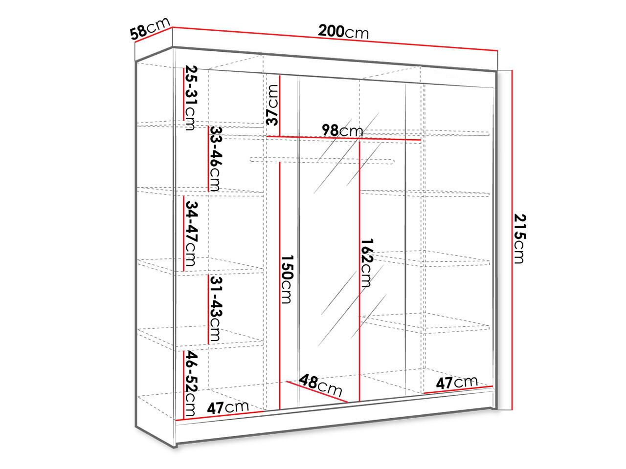 Kledingkast Closico 158 (Sonoma eik + Wit)
