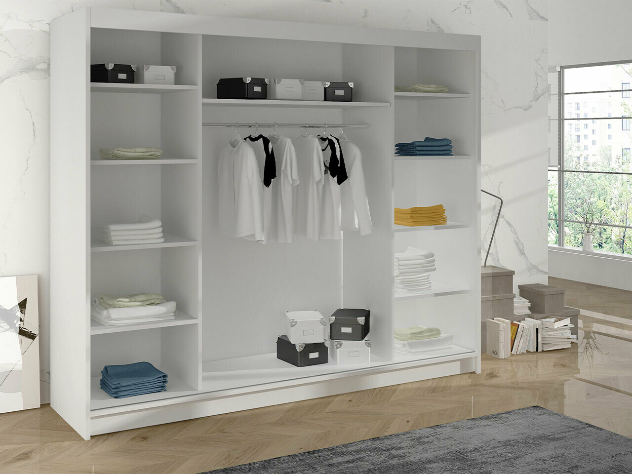 Kledingkast Closico Durion I (Wit + Sonoma eik)
