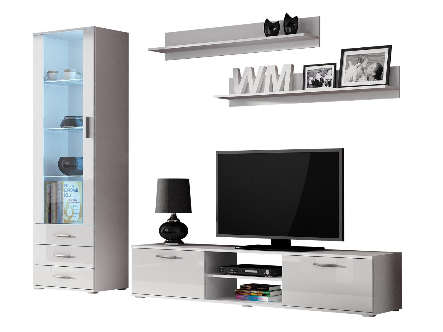 Woonkamerset Tornola 107 (Wit + Glanzend wit)