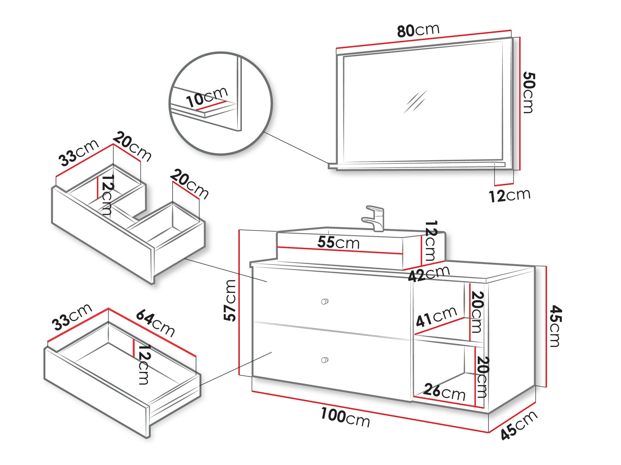 Badkamerset Ophruvi 100 (Notenhout)