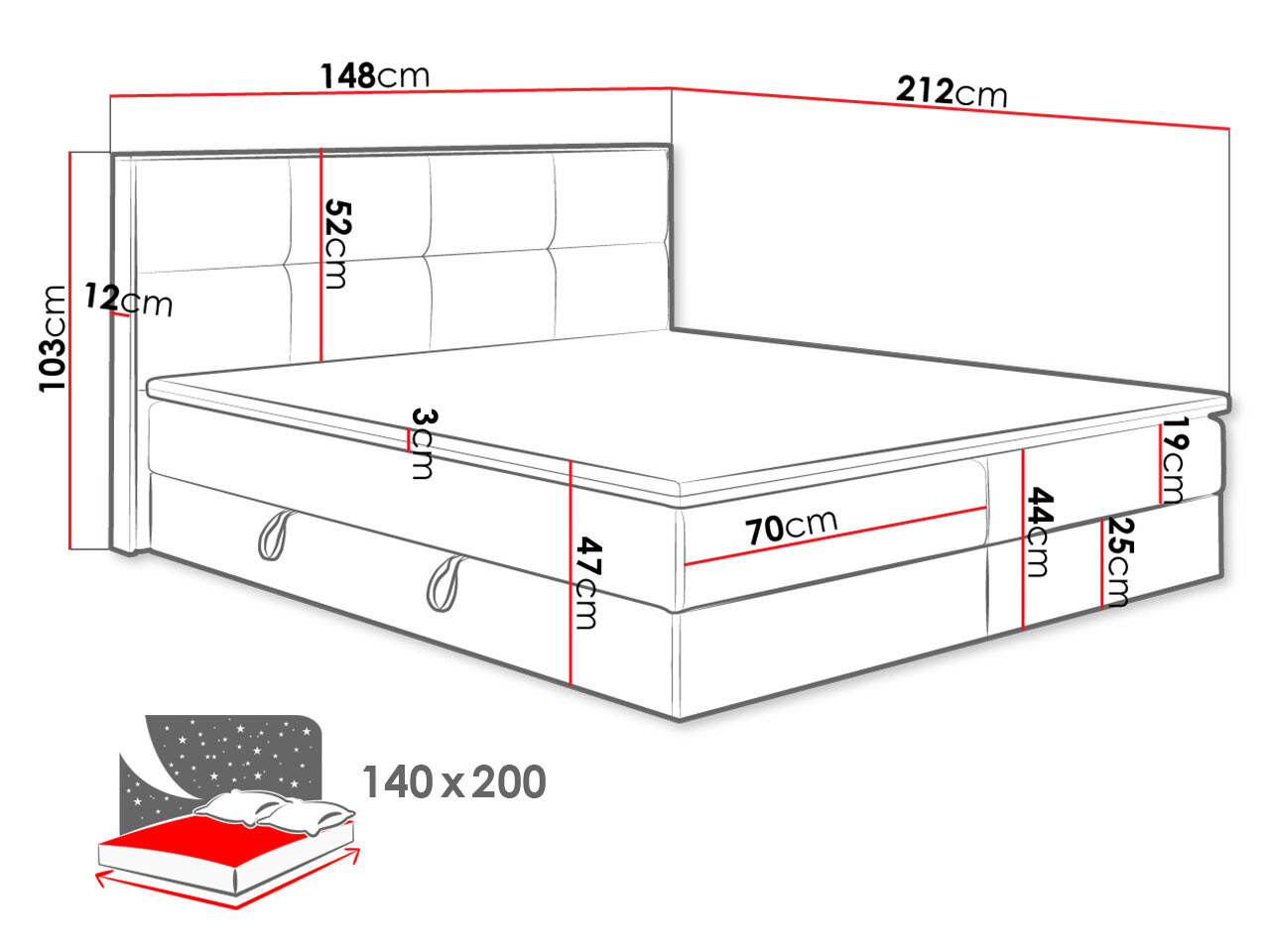 Boxspring ComfiDream Miraena (Gouden eik + Soro 28)