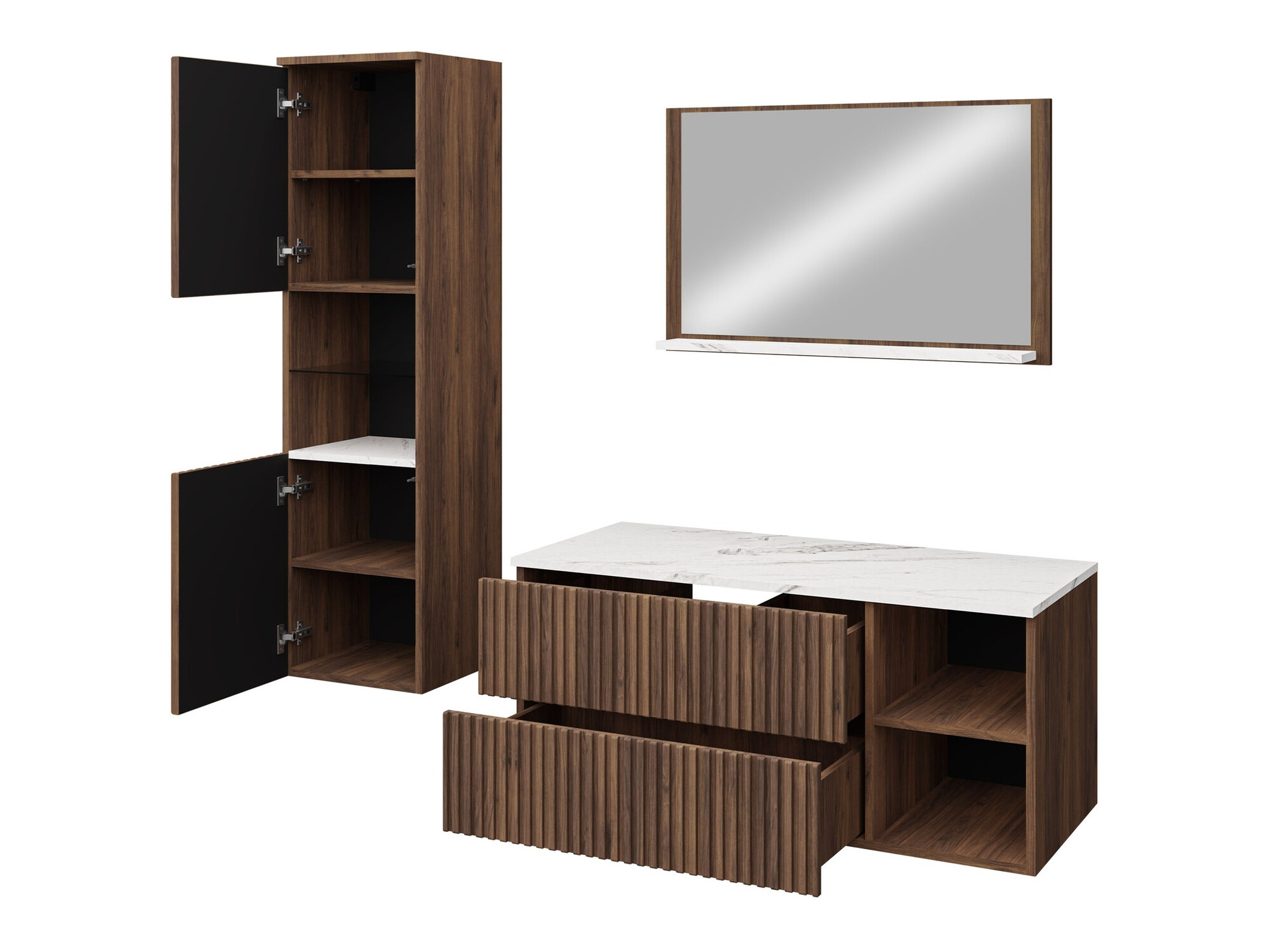 Badkamerset Nauta I (Notenhout + Wit marmer)