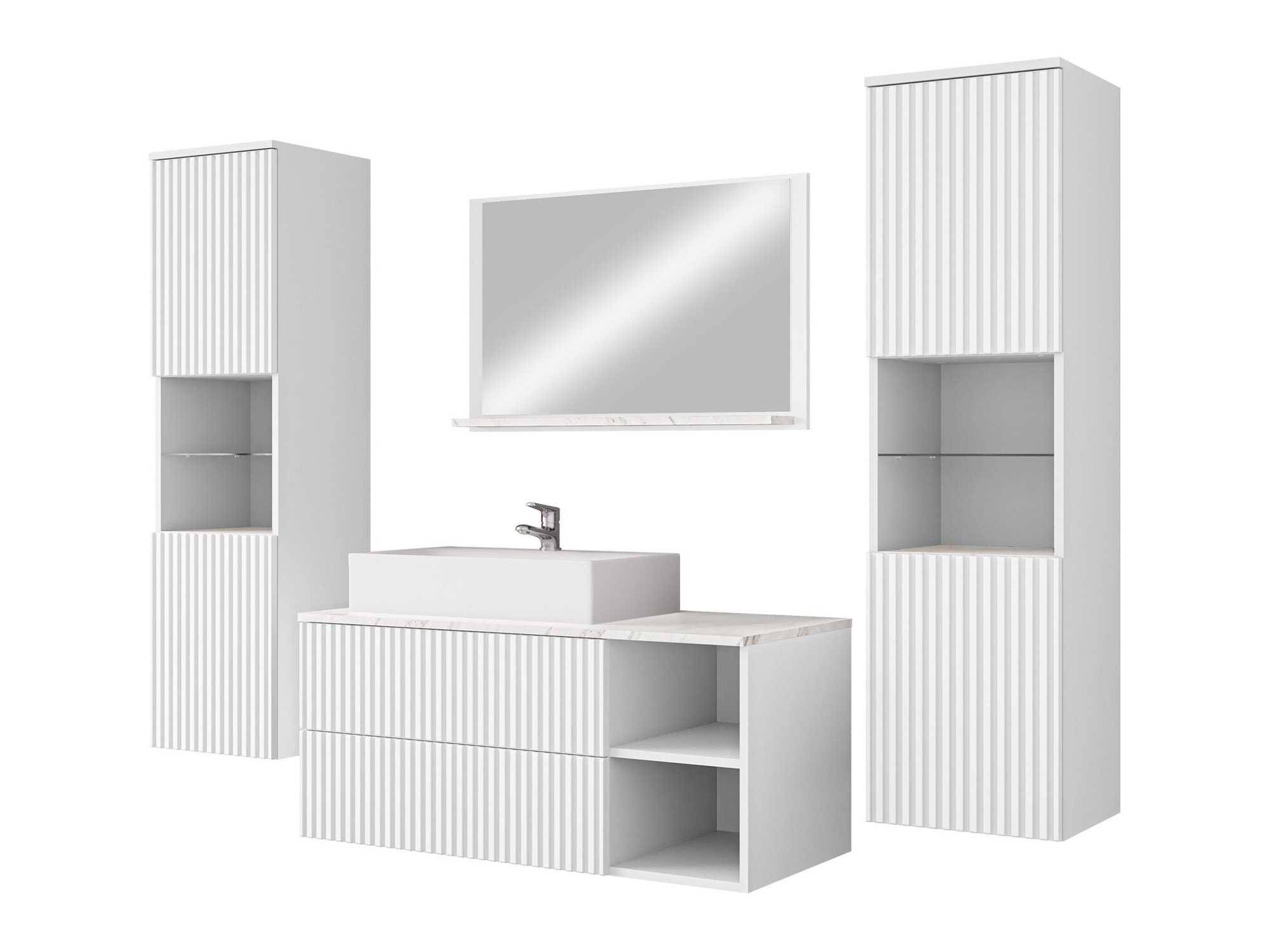 Badkamerset Nauta II (Wit + Wit marmer)