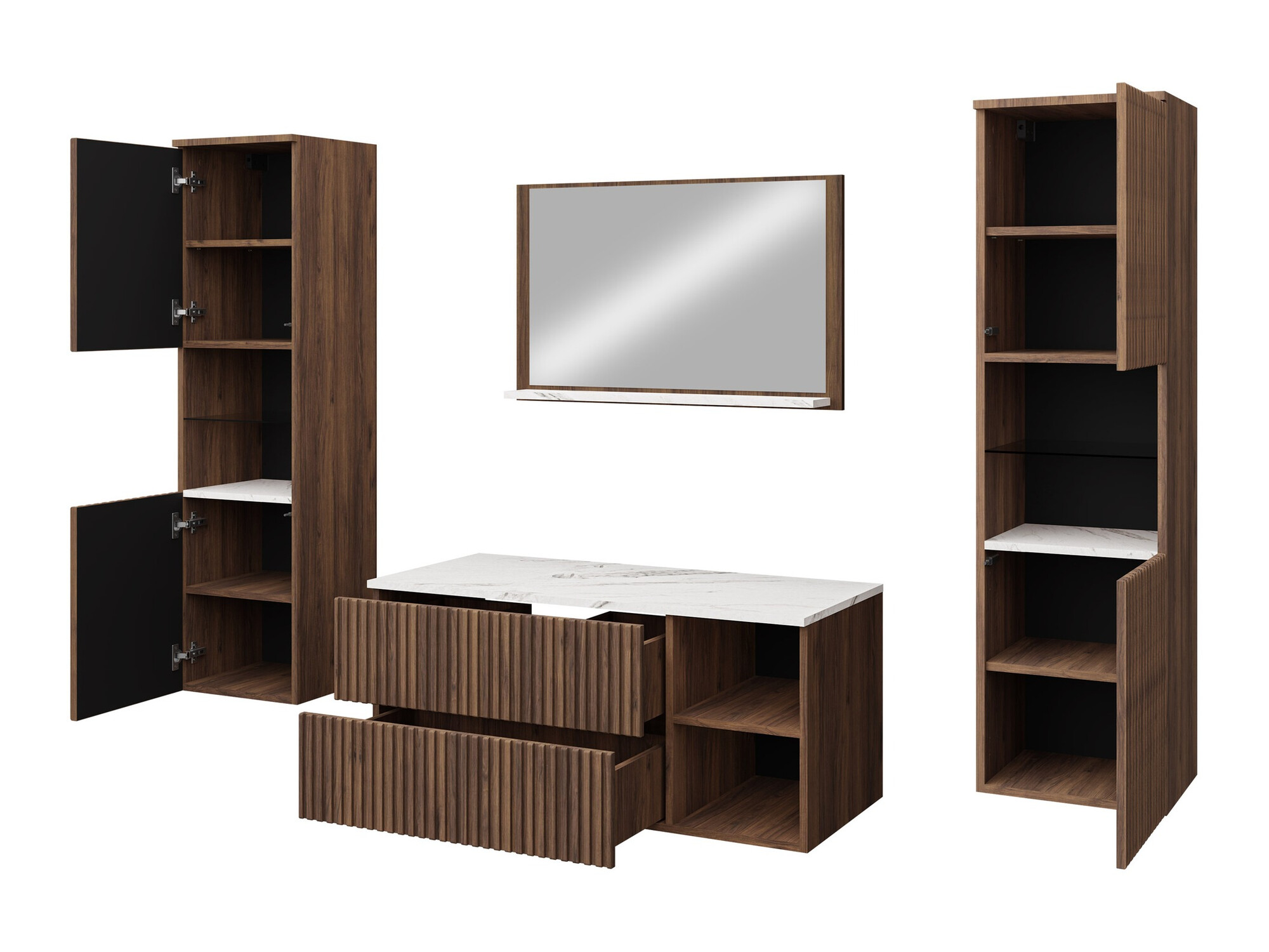 Badkamerset Nauta II (Wit + Wit marmer)