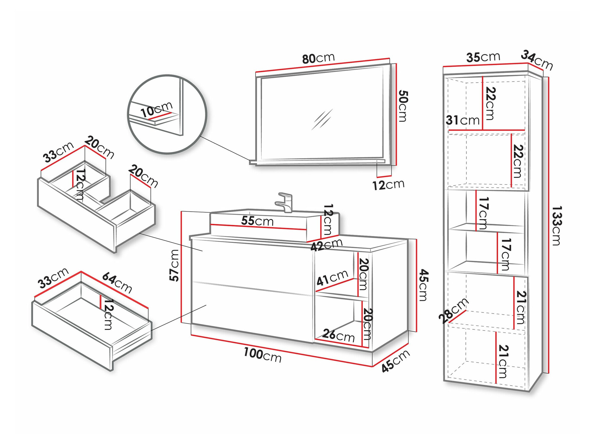 Badkamerset Ophruvi 104 (Notenhout)