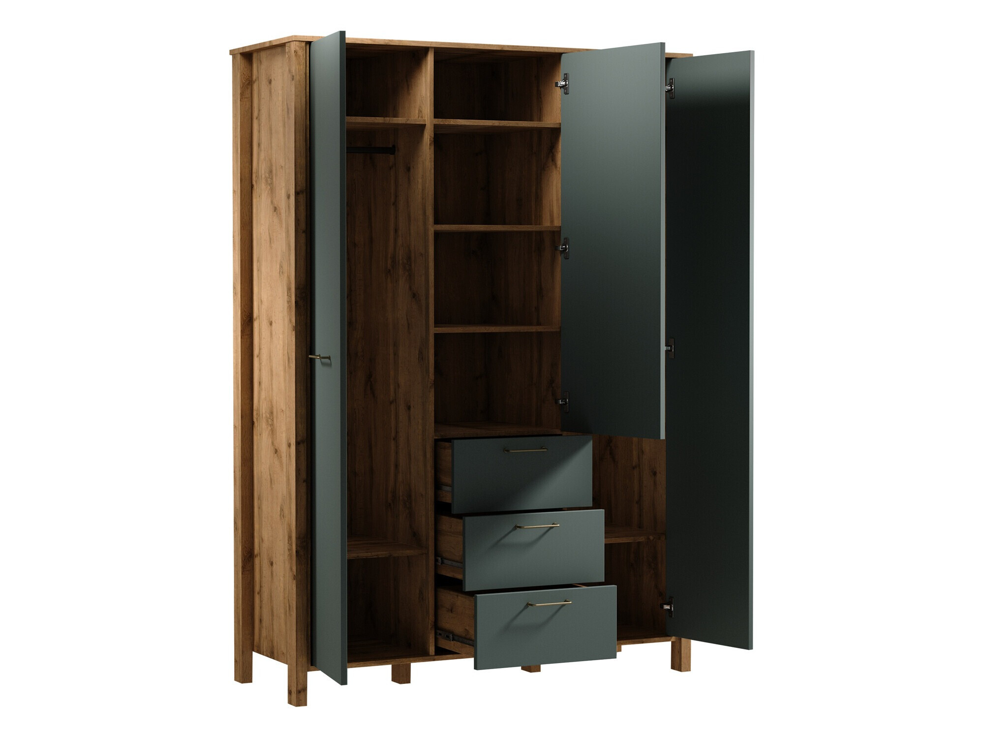 Kledingkast Venmelu 113 (Wotan eik + Groen)