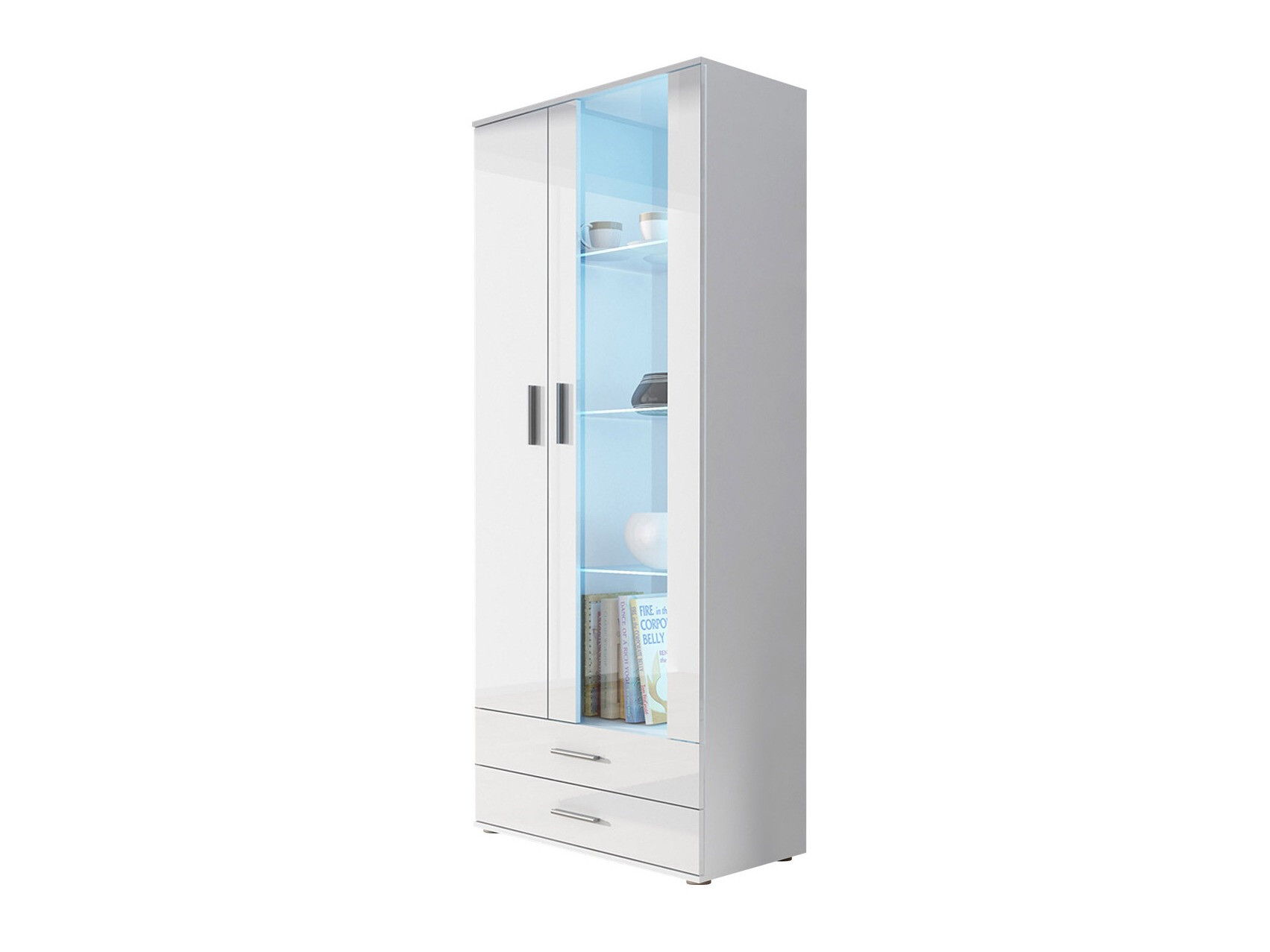 Boekenkast Tornola 105 (Wit + Glanzend wit)