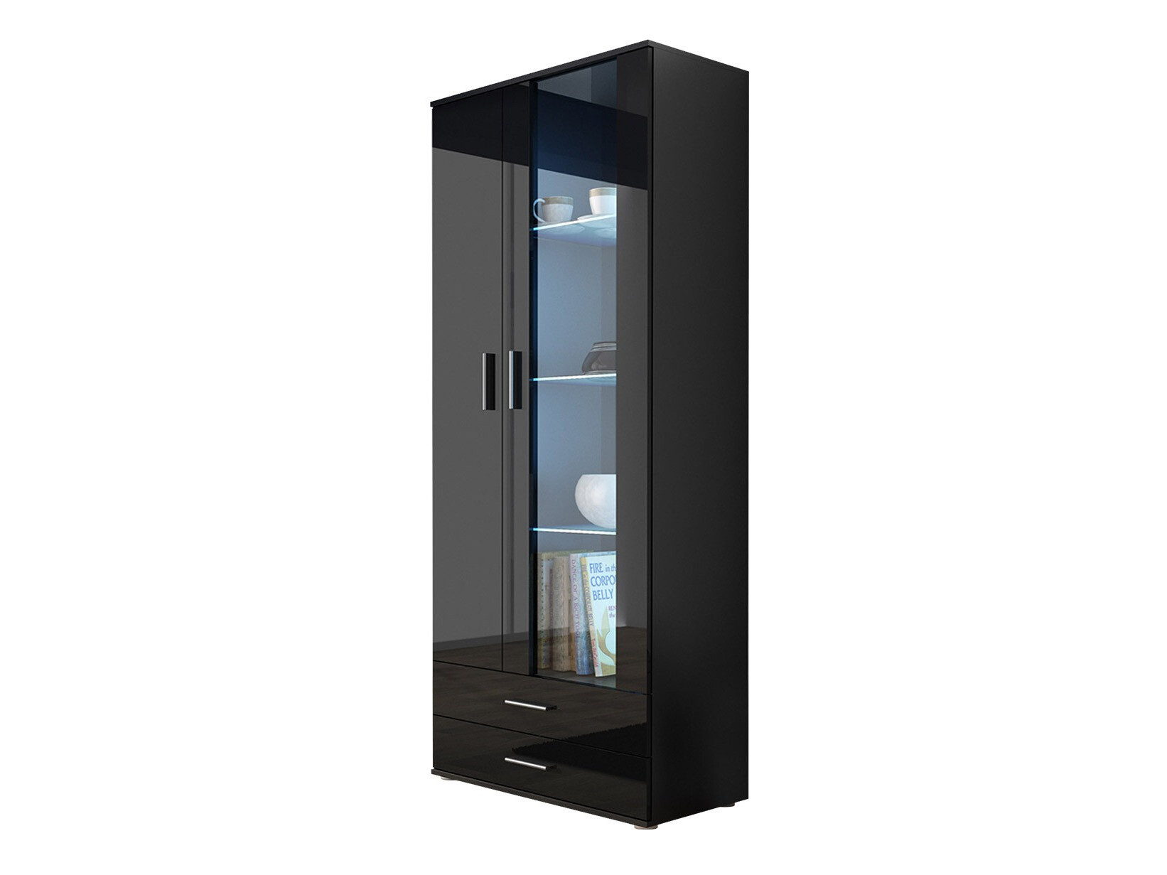 Boekenkast Tornola 105 (Zwart + Glanzend zwart)