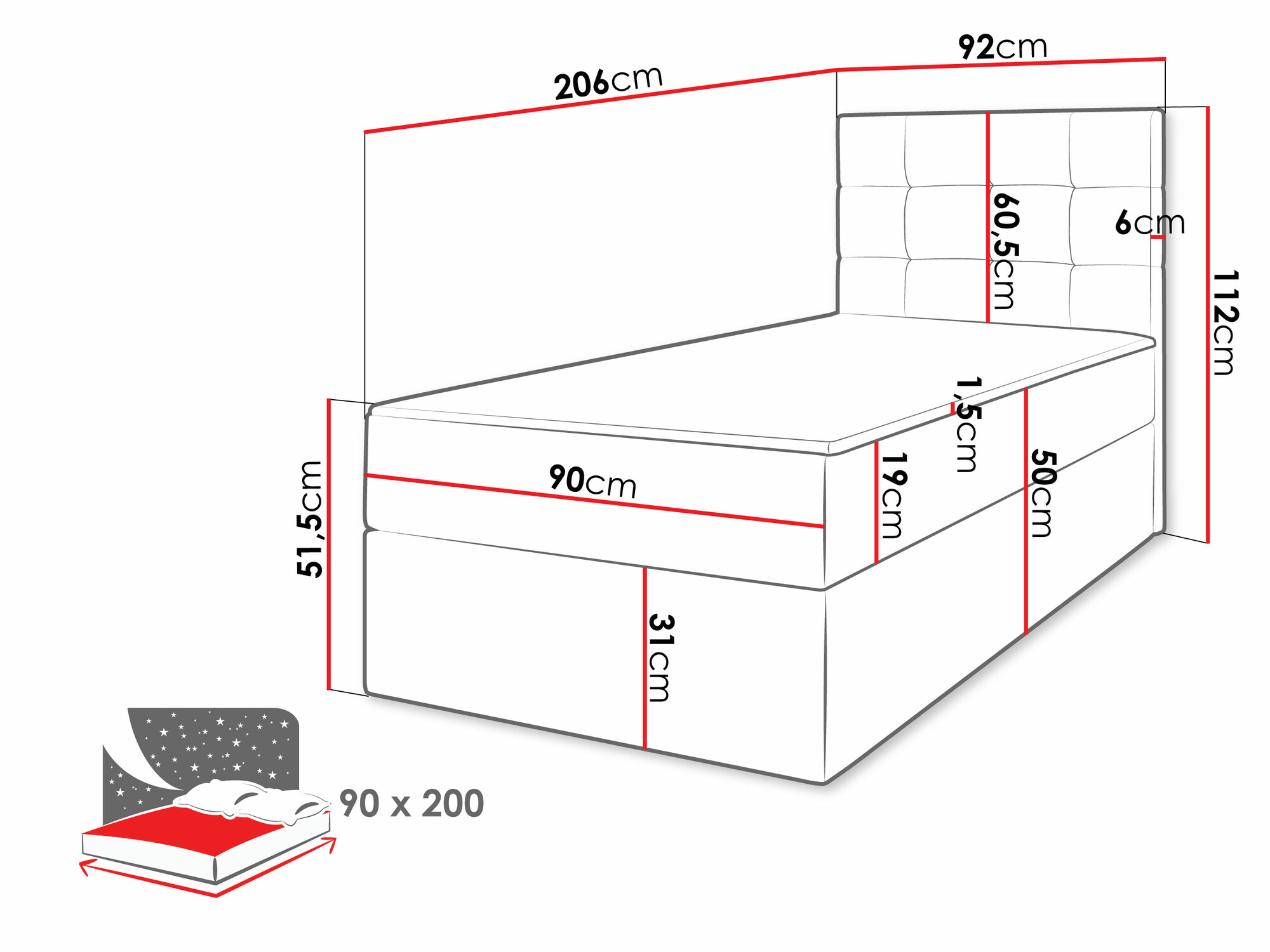 Boxspring Comfivo Osculum II (Muna 08)