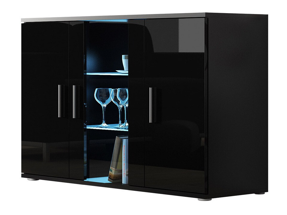 Dressoir Tornola 106 (Zwart + Glanzend zwart)