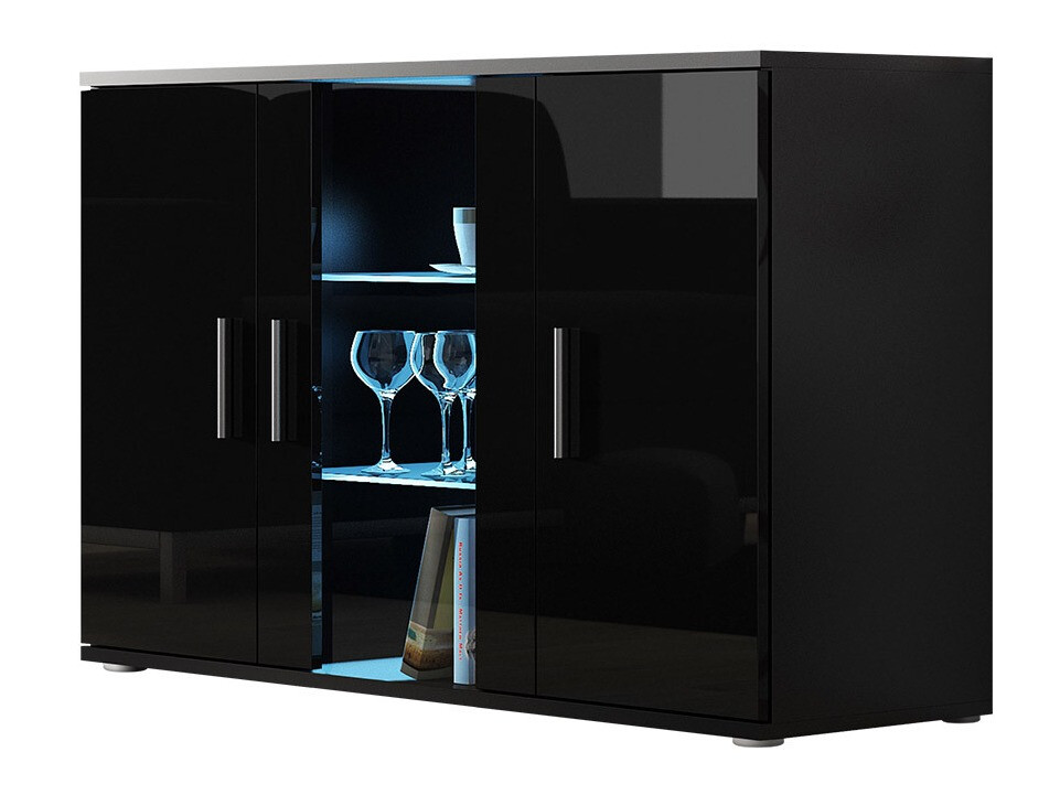 Dressoir Tornola 106 (Zwart + Glanzend zwart)