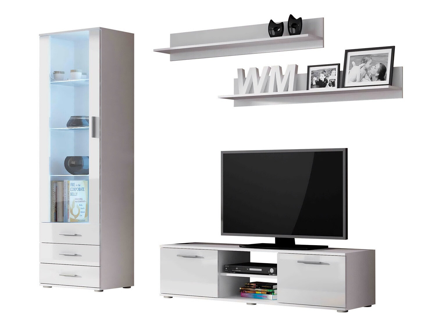 Woonkamerset Tornola 110 (Wit + Glanzend wit)