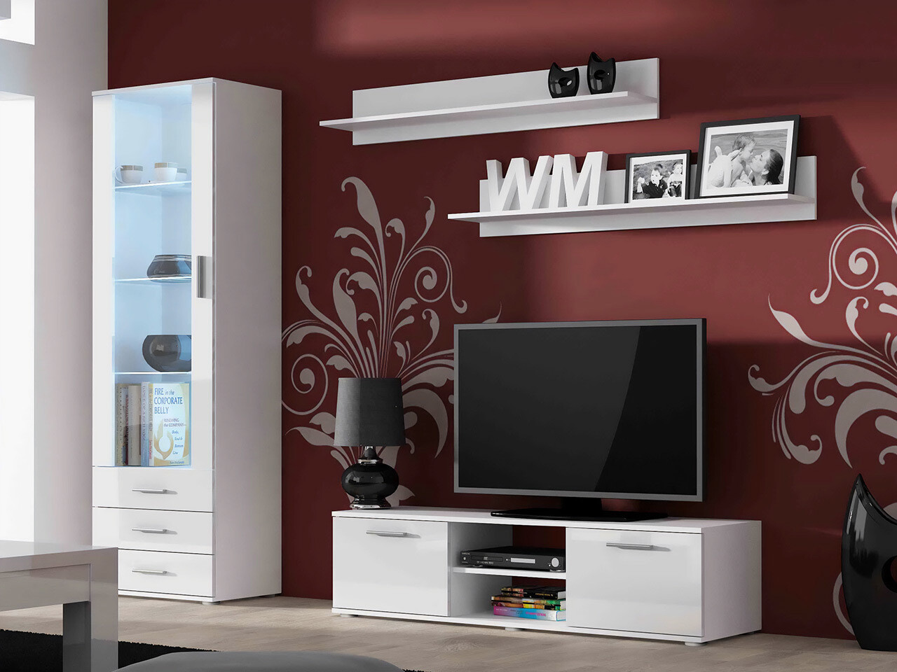 Woonkamerset Tornola 110 (Wit + Glanzend wit)