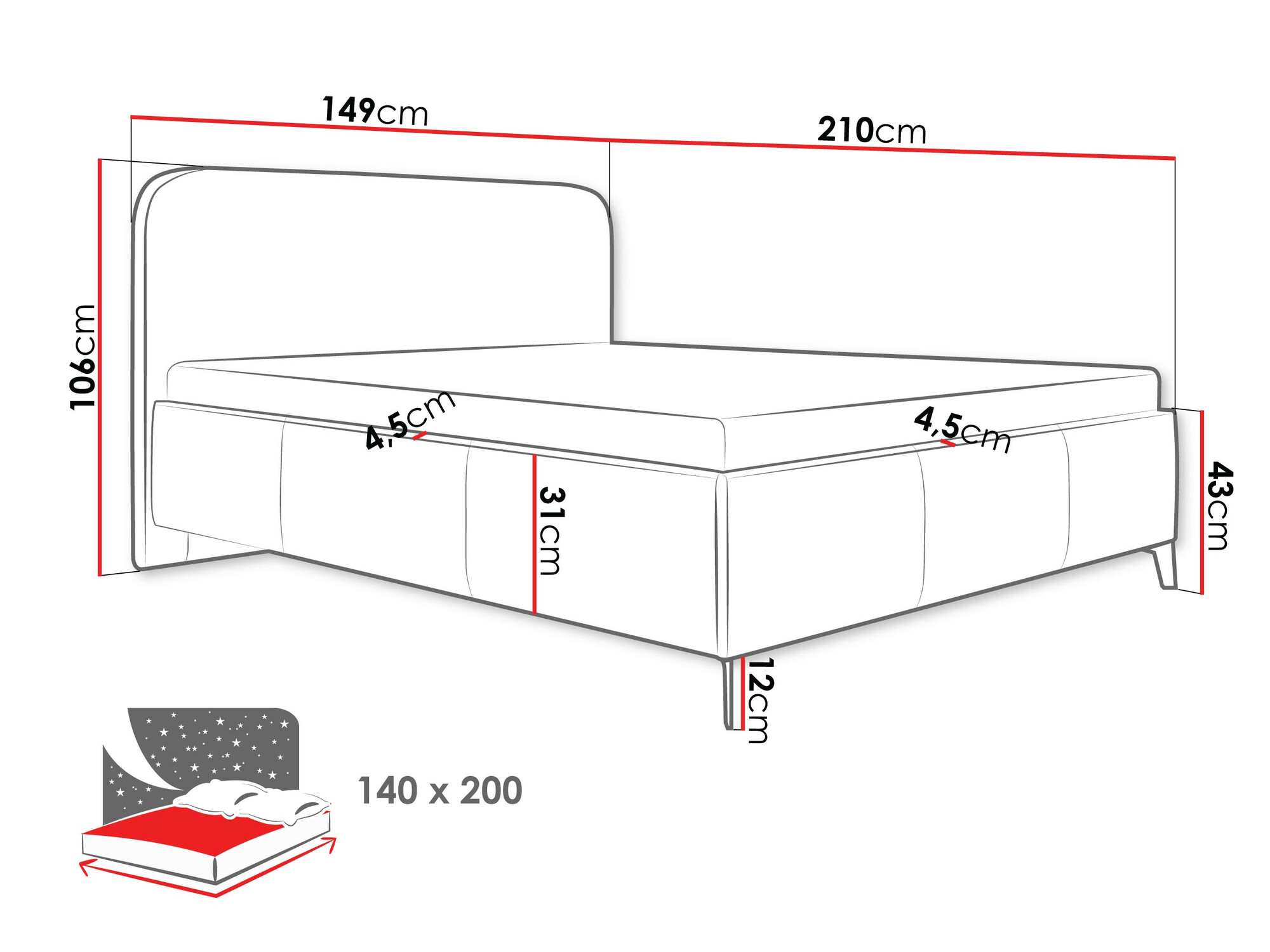 Bed ComfiDream Lumila (Velo 635)