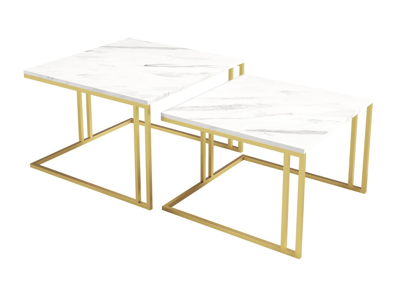 Salontafel set Oswego 110 (Wit marmer + Gouden)