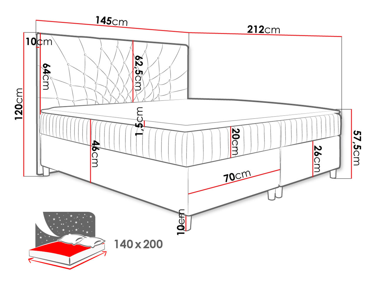 Boxspring Baltimore 175 (Manila 26)