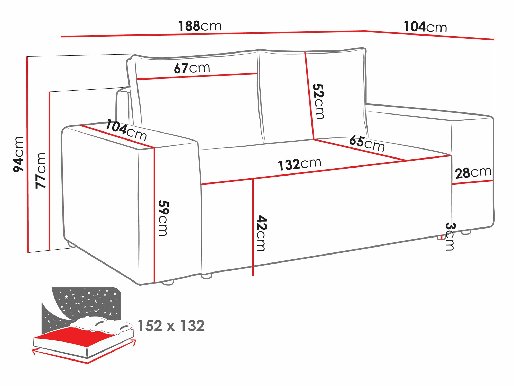 Slaapbank Clovis 107 (Poso 02)