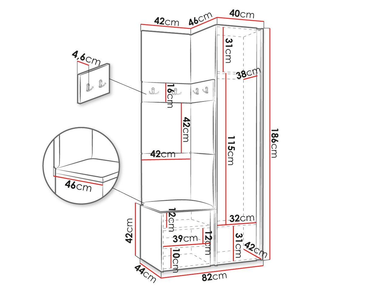 Gangmeubelset Hartford 354 (Wit)