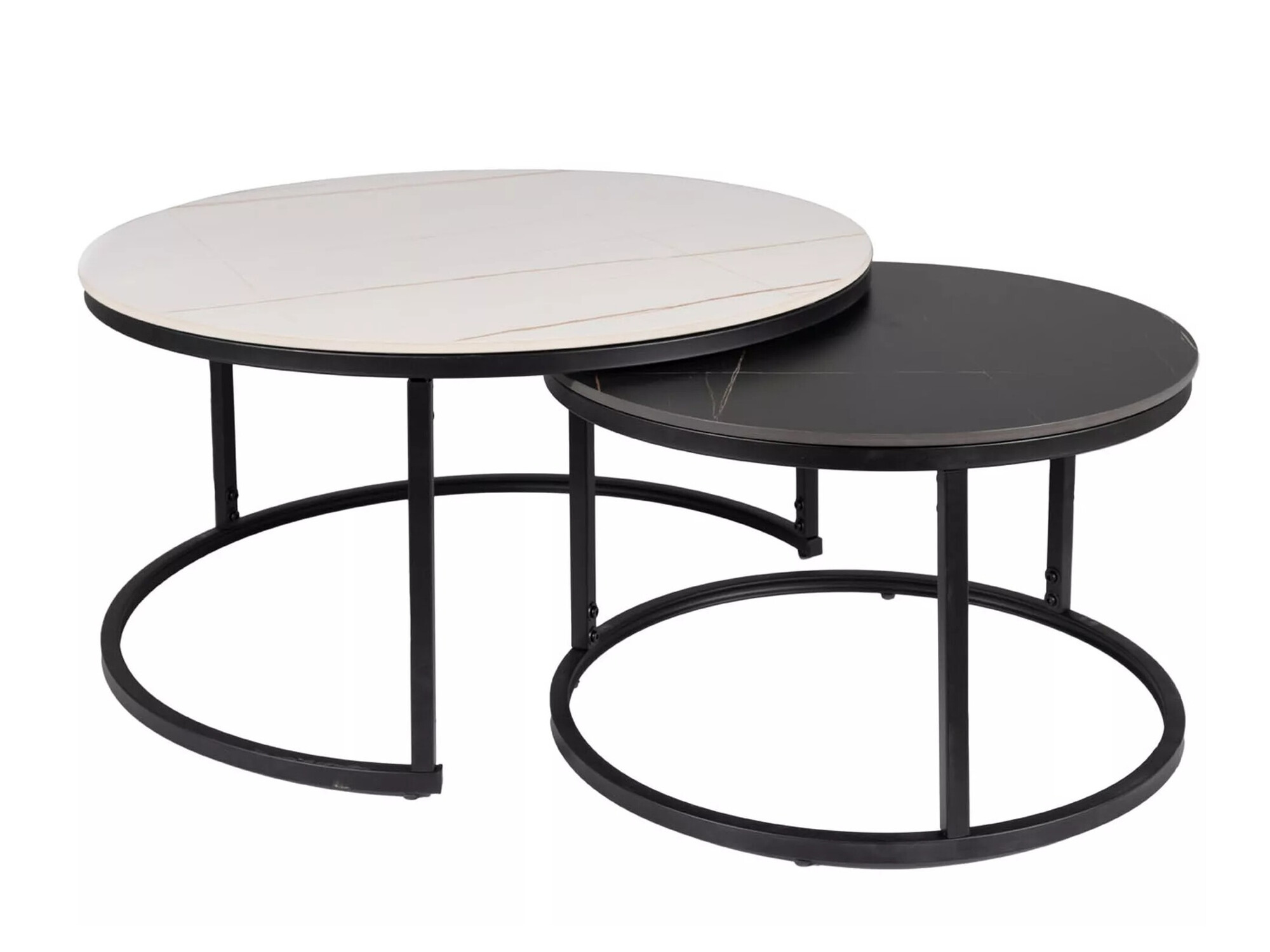 Salontafel set Detroit 607 (Wit marmer + Zwart marmer)