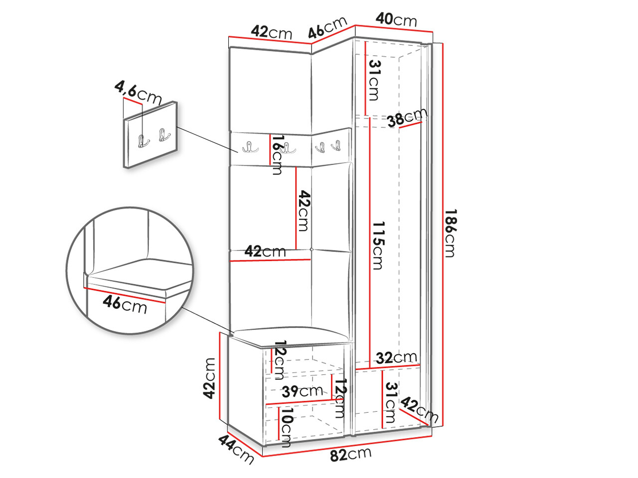 Gangmeubelset Hartford 348 (Artisan eiken + Zwart)