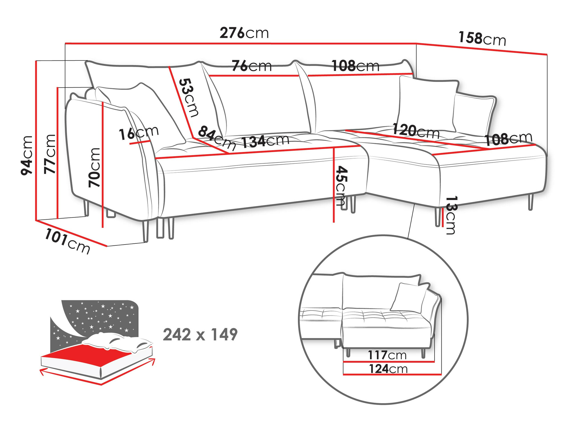 Hoekbank TrendyNest Cervon (Onega 14)