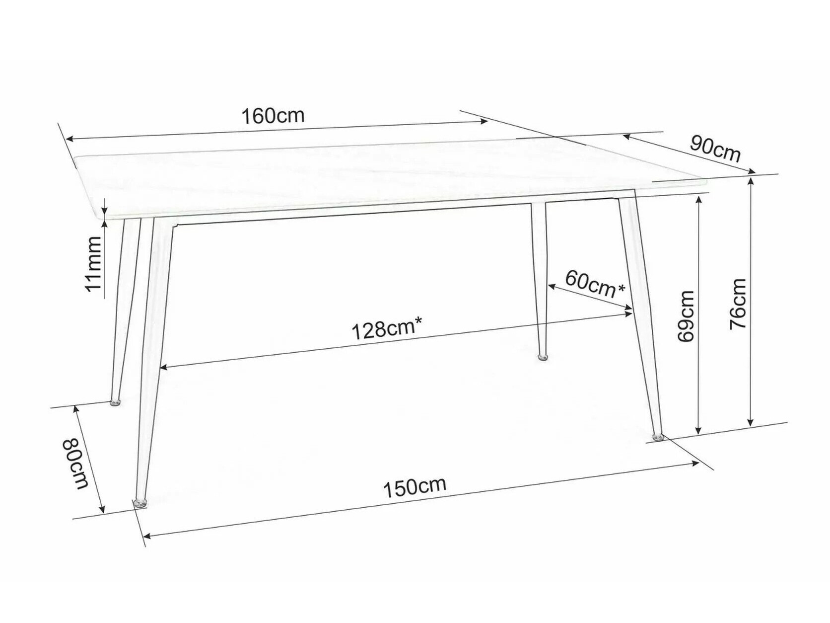 Tafel Detroit 803 (Wit marmer)