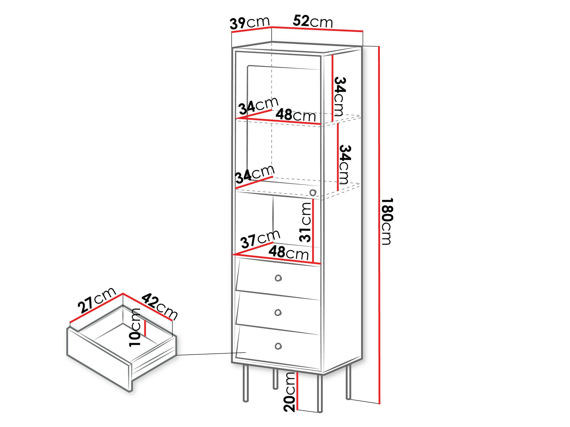 Boekenkast Feletri 105 (Zwart)