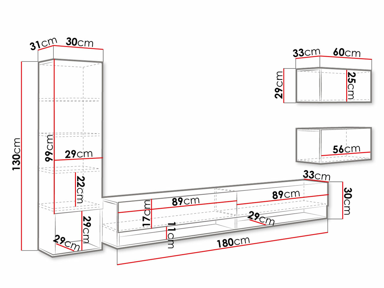 Woonkamerset Sarasota 124 (Grafiet)