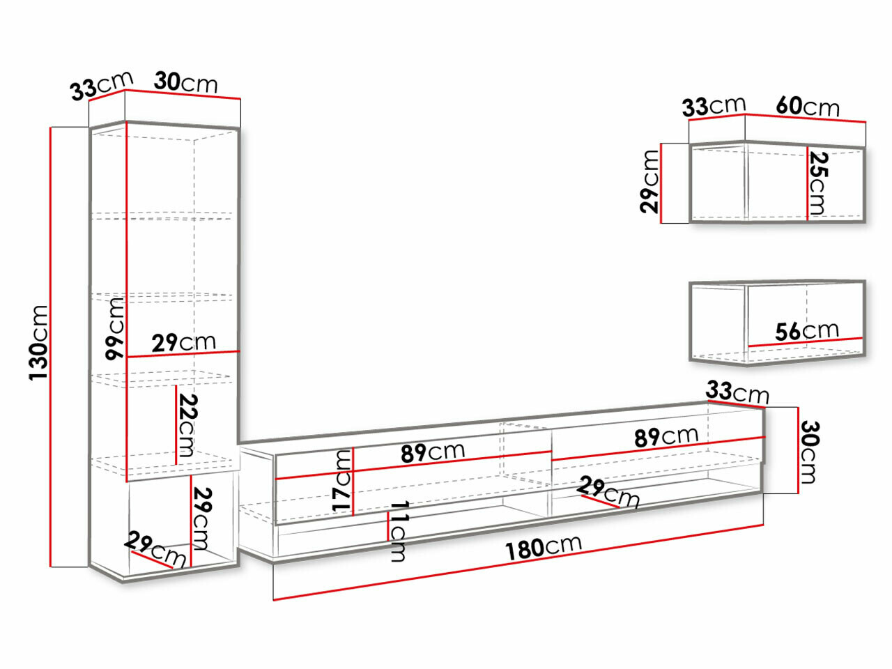 Woonkamerset Sarasota 124 (Wit + Glanzend wit)
