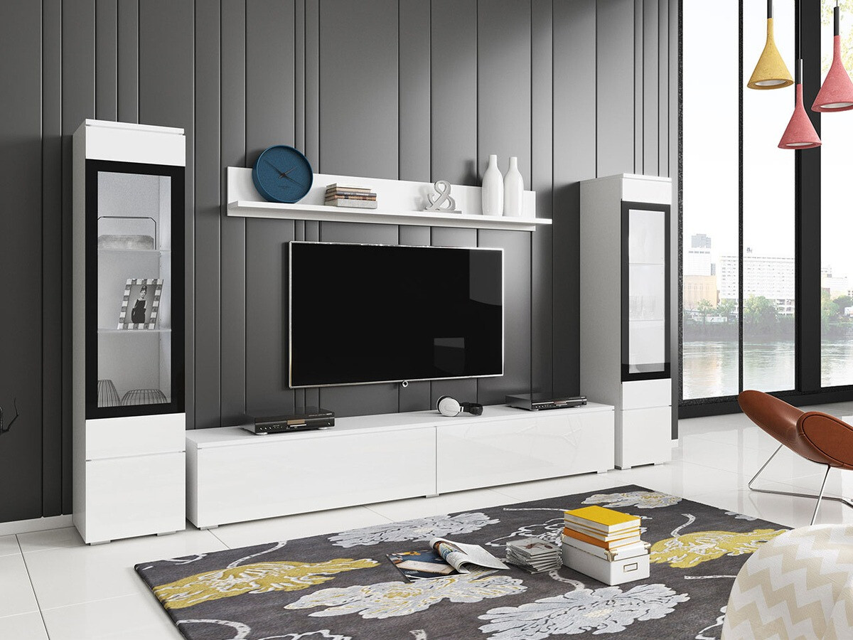 Woonkamerset Sarasota 126 (Wit + Glanzend wit)