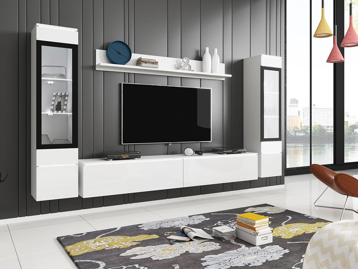 Woonkamerset Sarasota 126 (Wit + Glanzend wit)