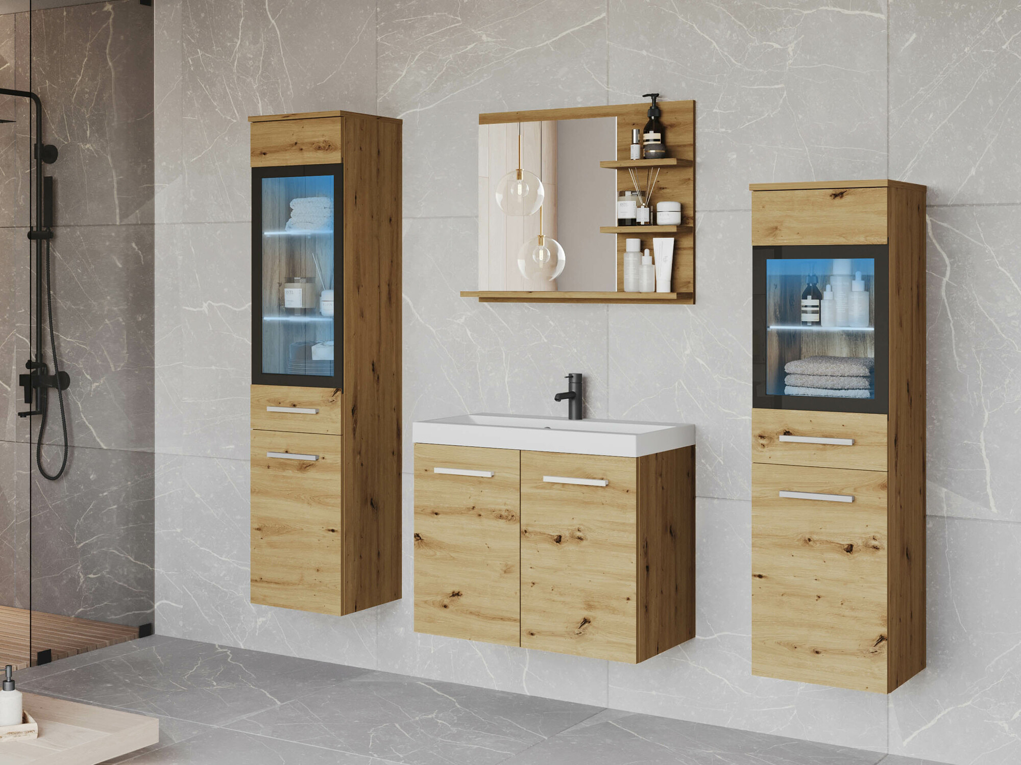 Badkamerset Sarasota 141 (Artisan eiken)