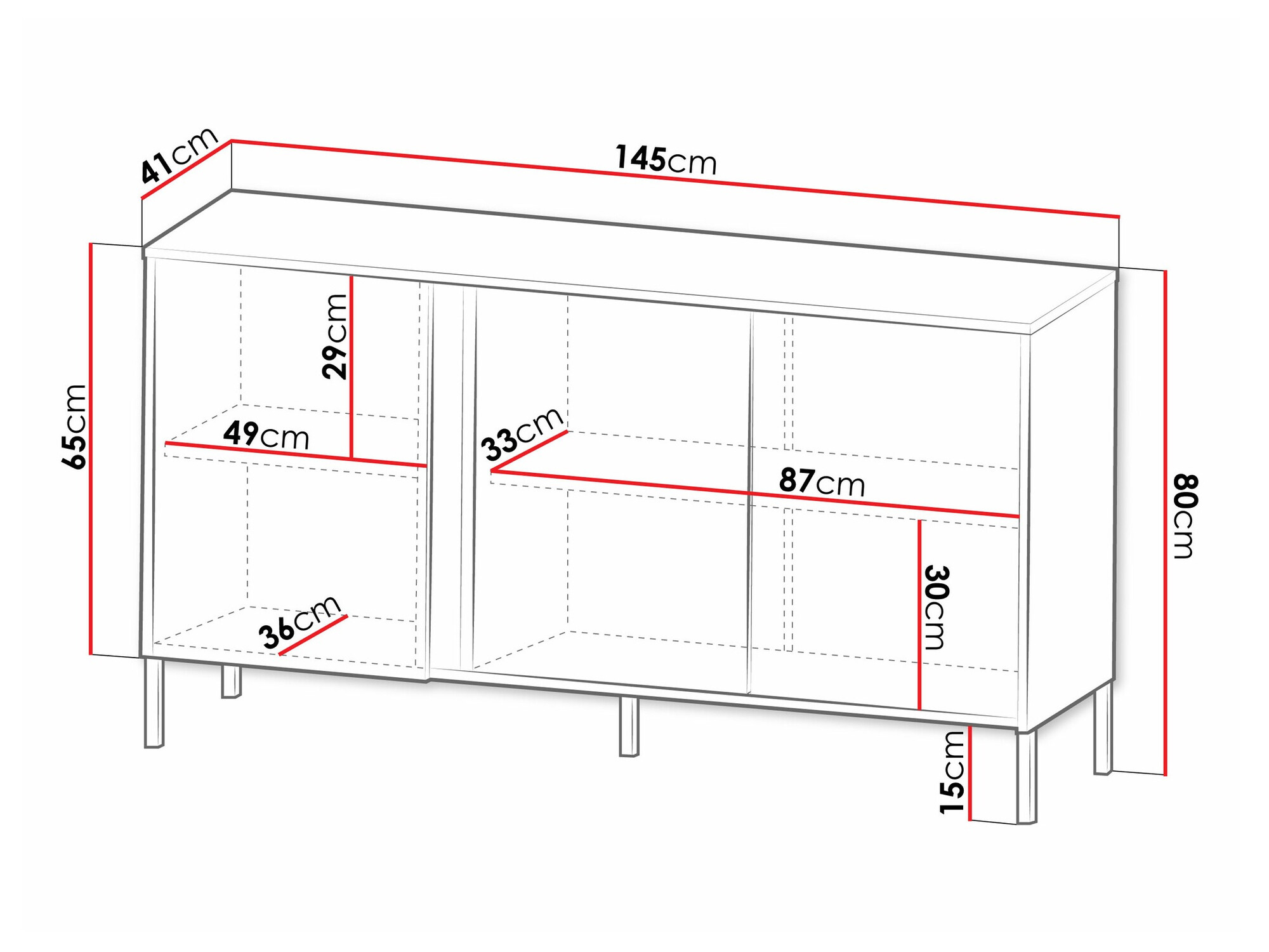Dressoir Lumiri 101 (Eiken + Zwart)