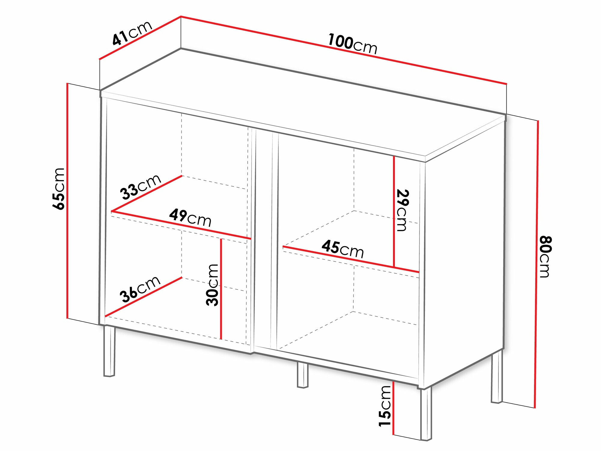 Dressoir Lumiri 103 (Eiken + Zwart)
