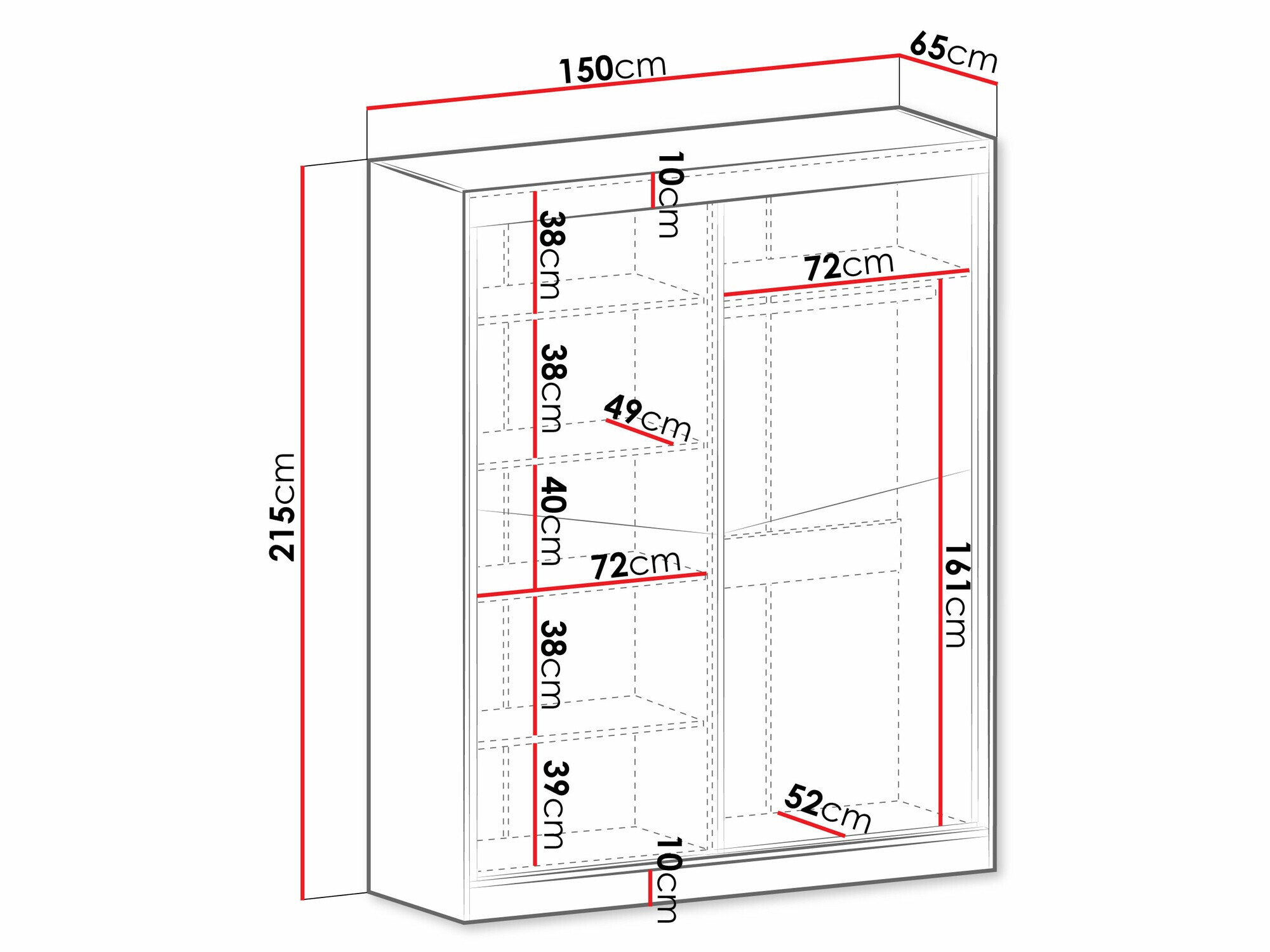 Kledingkast Tenreme 101 (Eiken + Zwart)