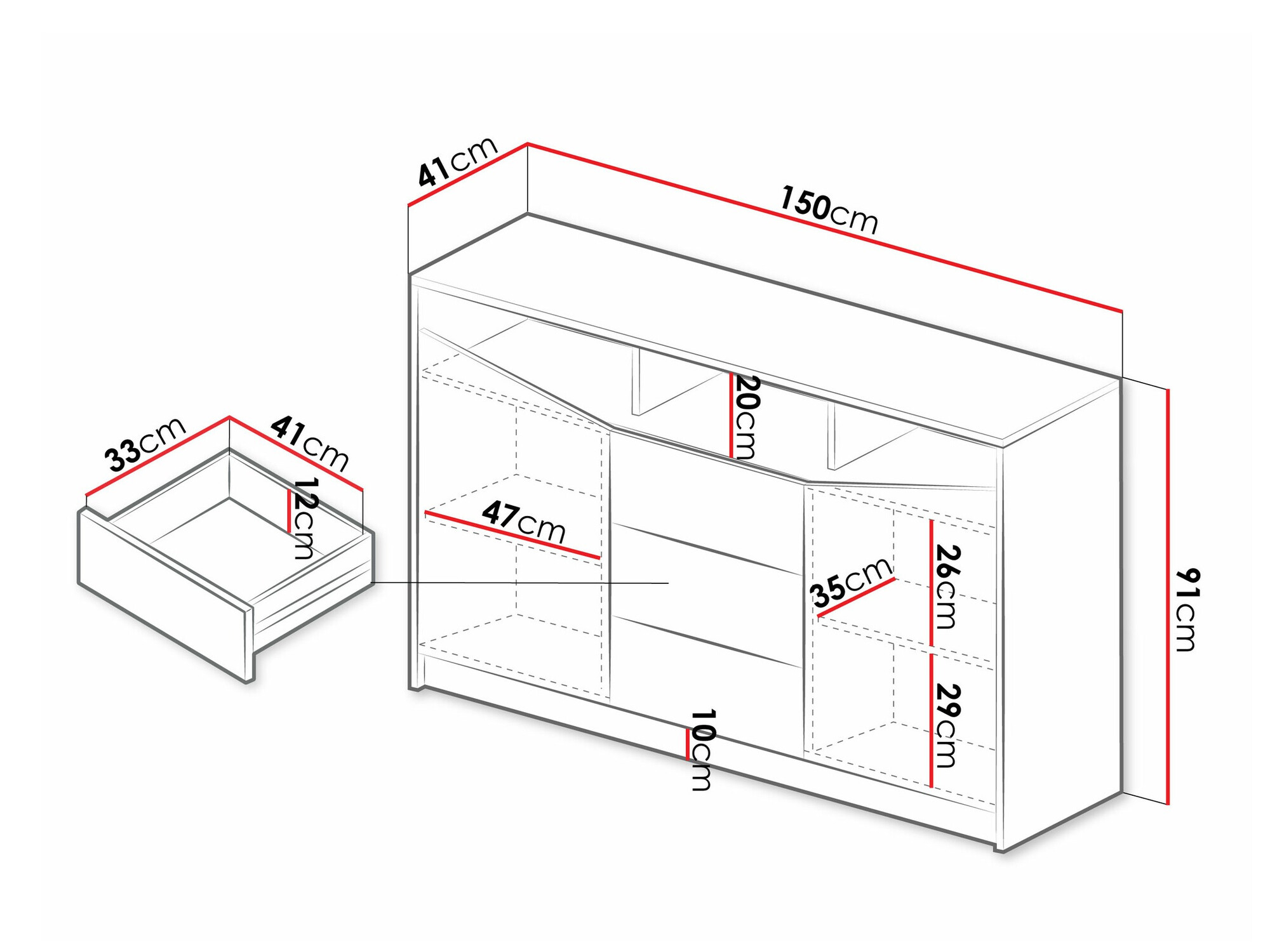 Ladekast Tenreme 102 (Beige + Eiken)