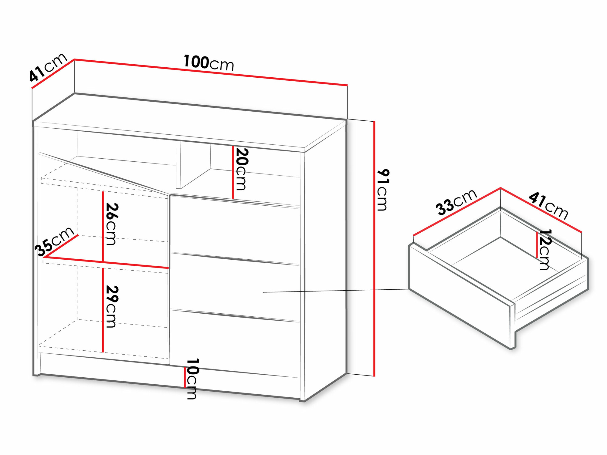 Ladekast Tenreme 103 (Beige + Eiken)