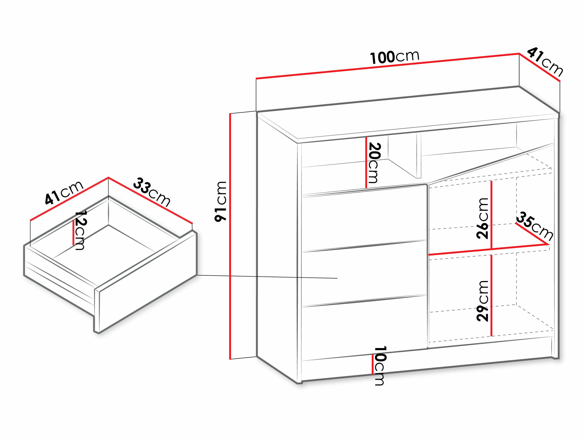Ladekast Tenreme 104 (Beige + Eiken)