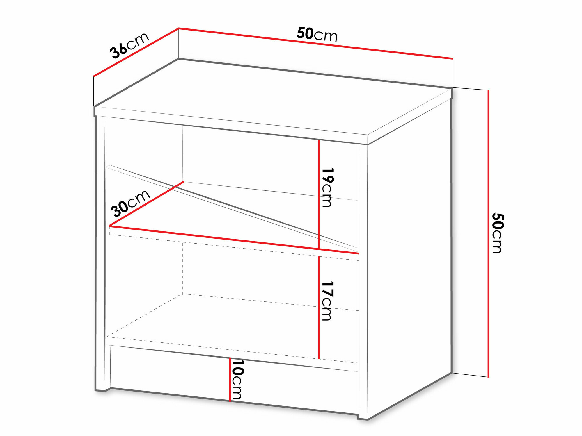 Nachtkastje Tenreme 105 (Eiken + Zwart)