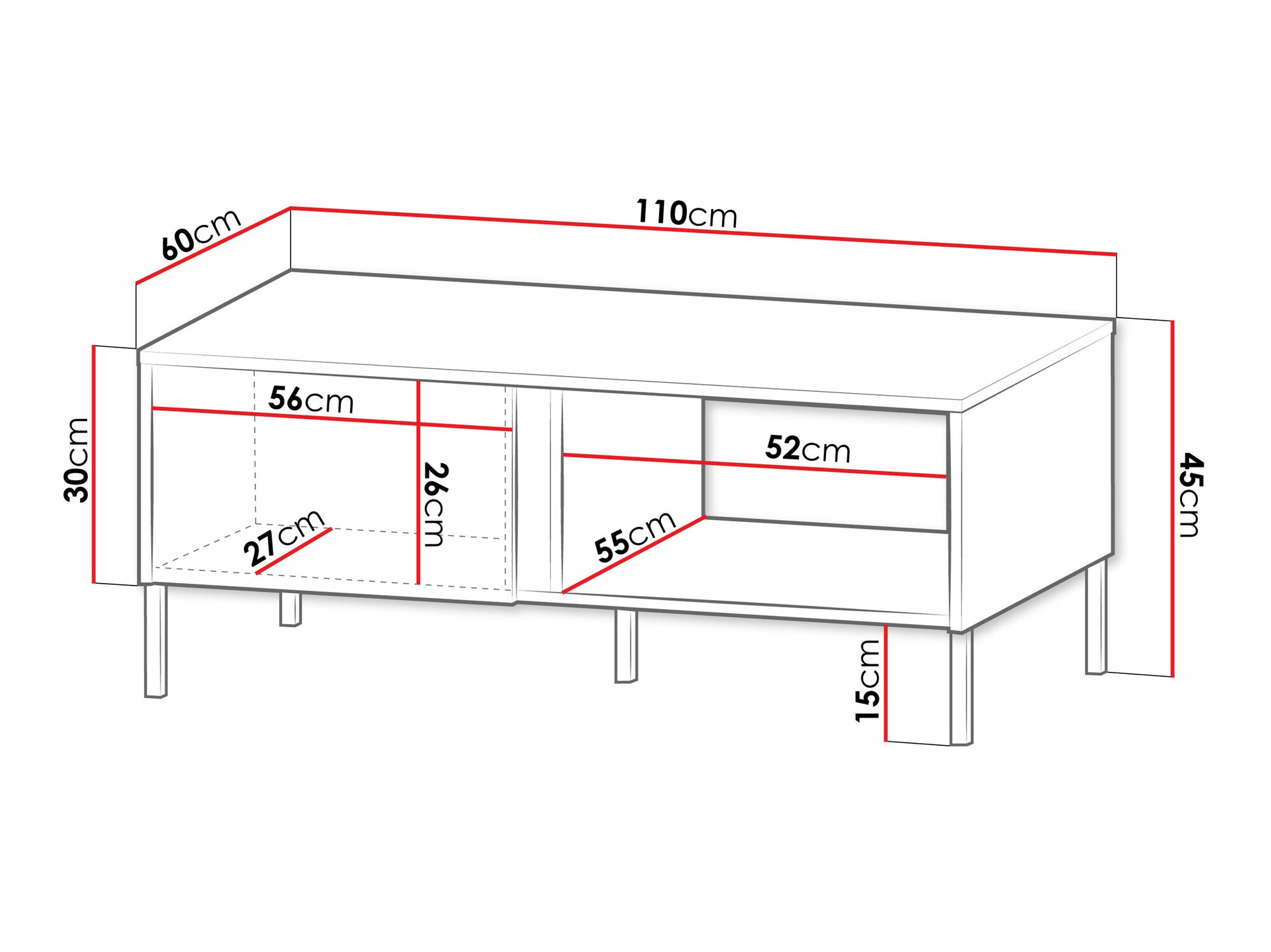 Salontafel Lumiri 107 (Eiken + Zwart)